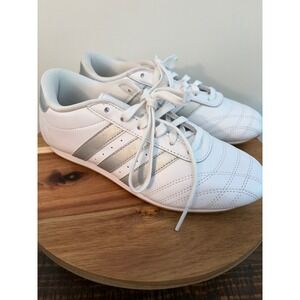Woman's Adidas Size 6.5 Taekwondo Lace Shoes JS1192 Cloud White Silver Gum NEW